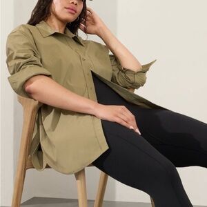 Women's Athleta Olive Green Midday Relaxed Shirt Size Large